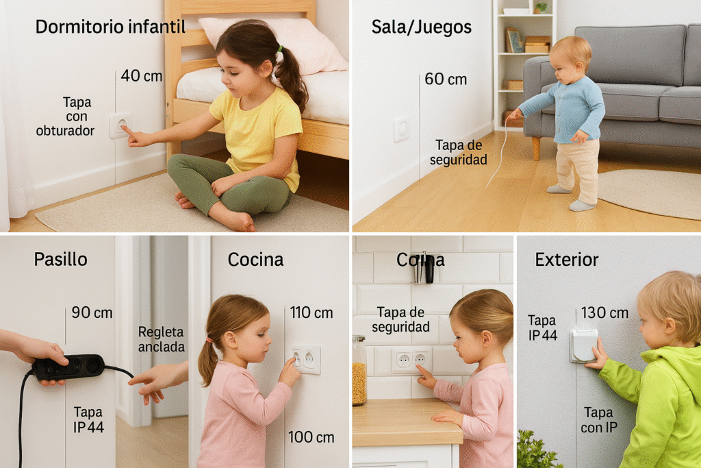 Alturas recomendadas por ambiente (con niños)