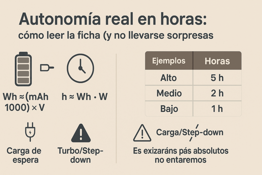 Autonomía real en horas: cómo leer la ficha (y no llevarse sorpresas)