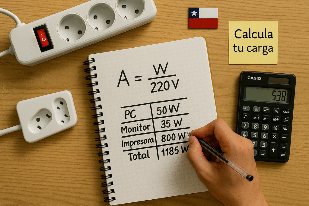 Calcula tu carga suma de W y conversión a A (minitabla y ejemplos)