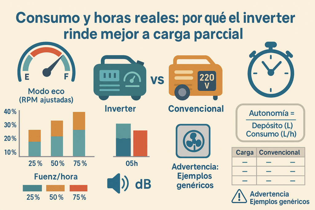 Consumo y horas reales por qué el inverter rinde mejor a carga parcial