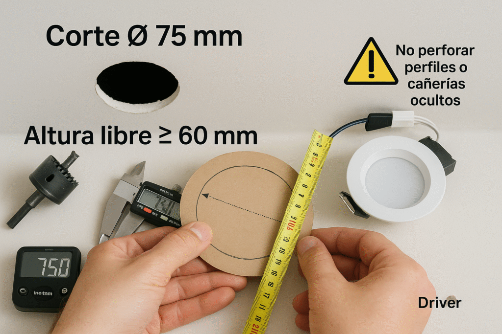 Corte y diámetro medir bien el cut-out y no arruinar el cielo