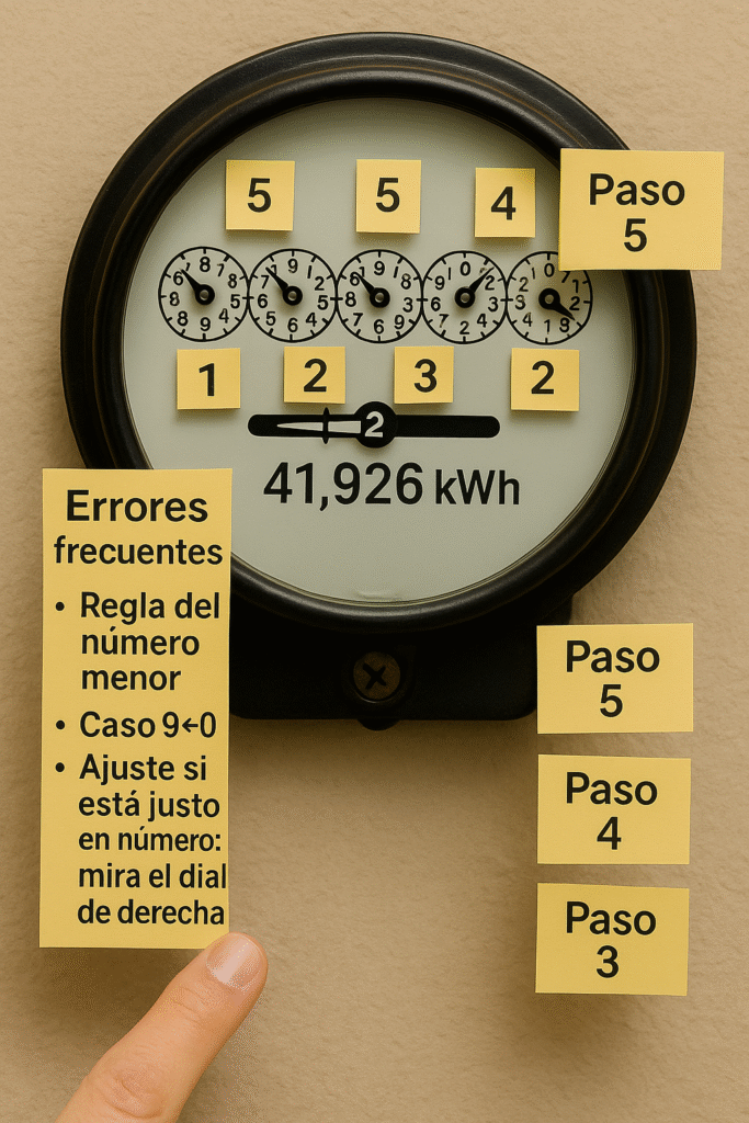 Ejemplo resuelto con foto (paso a paso) + errores frecuentes de  medidores de luz analógicos