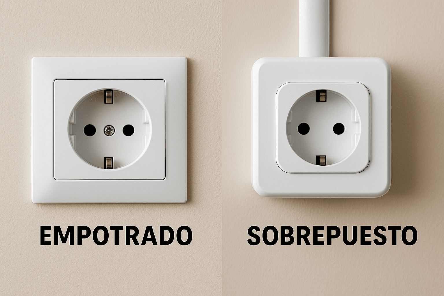 Enchufe empotrado vs enchufe sobrepuesto en pared, comparación real