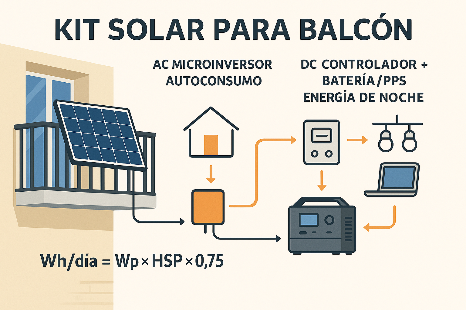 Kit solar para balcón: qué incluye y cuánta energía entrega (W y Wh/día)