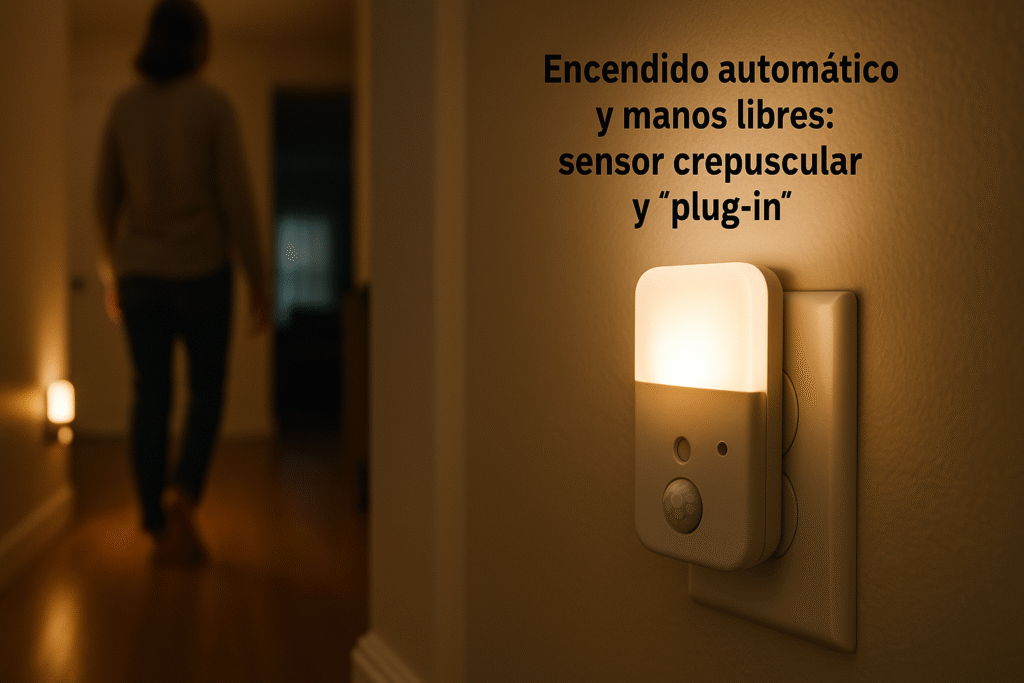 Lámparas de emergencia LED en casa- Encendido automático y manos libres sensor crepuscular y “plug-in”