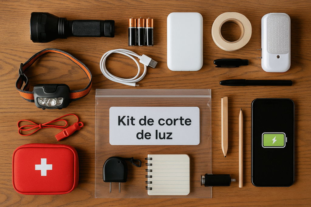 Un kit simple te permite pasar un corte de luz sin estrés y sin riesgos. No necesitas marcas específicas; prioriza seguridad, autonomía y orden.