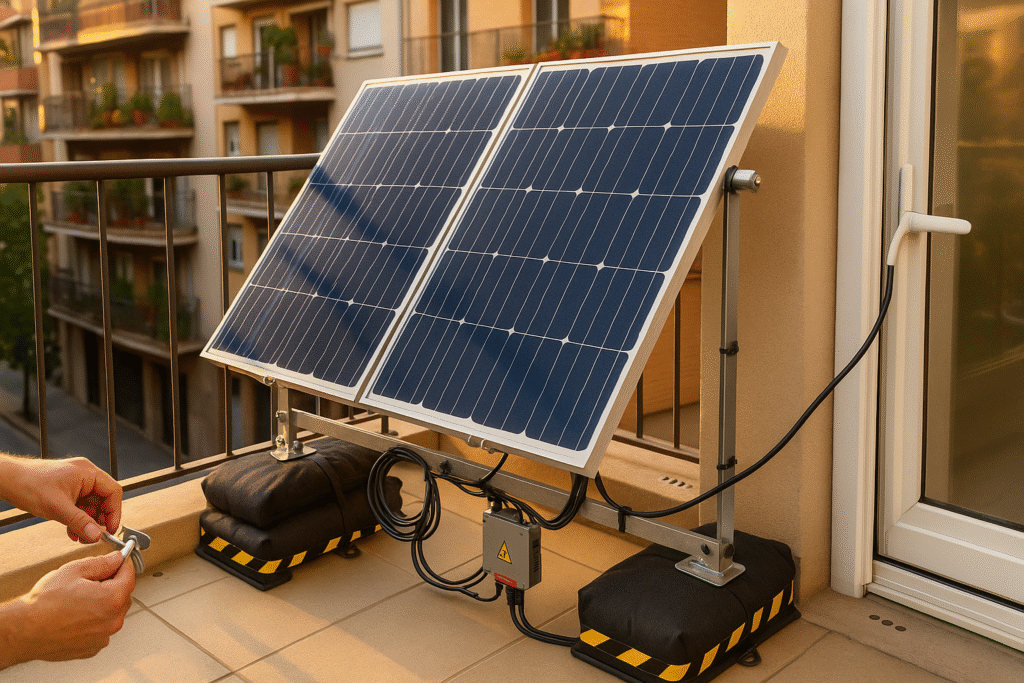 Montaje en balcón de kit solar : espacio, fijación y convivencia