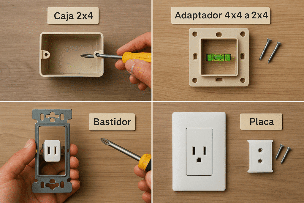 Piezas que debes tener: caja, bastidor y placa
