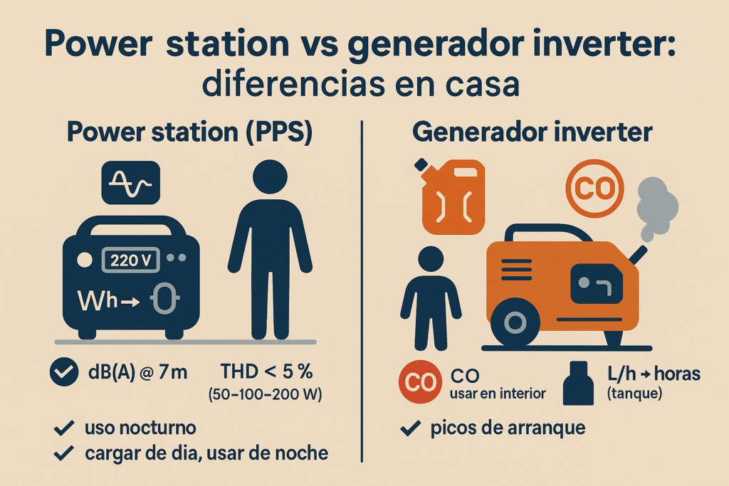 Power station vs generador inverter diferencias en casa