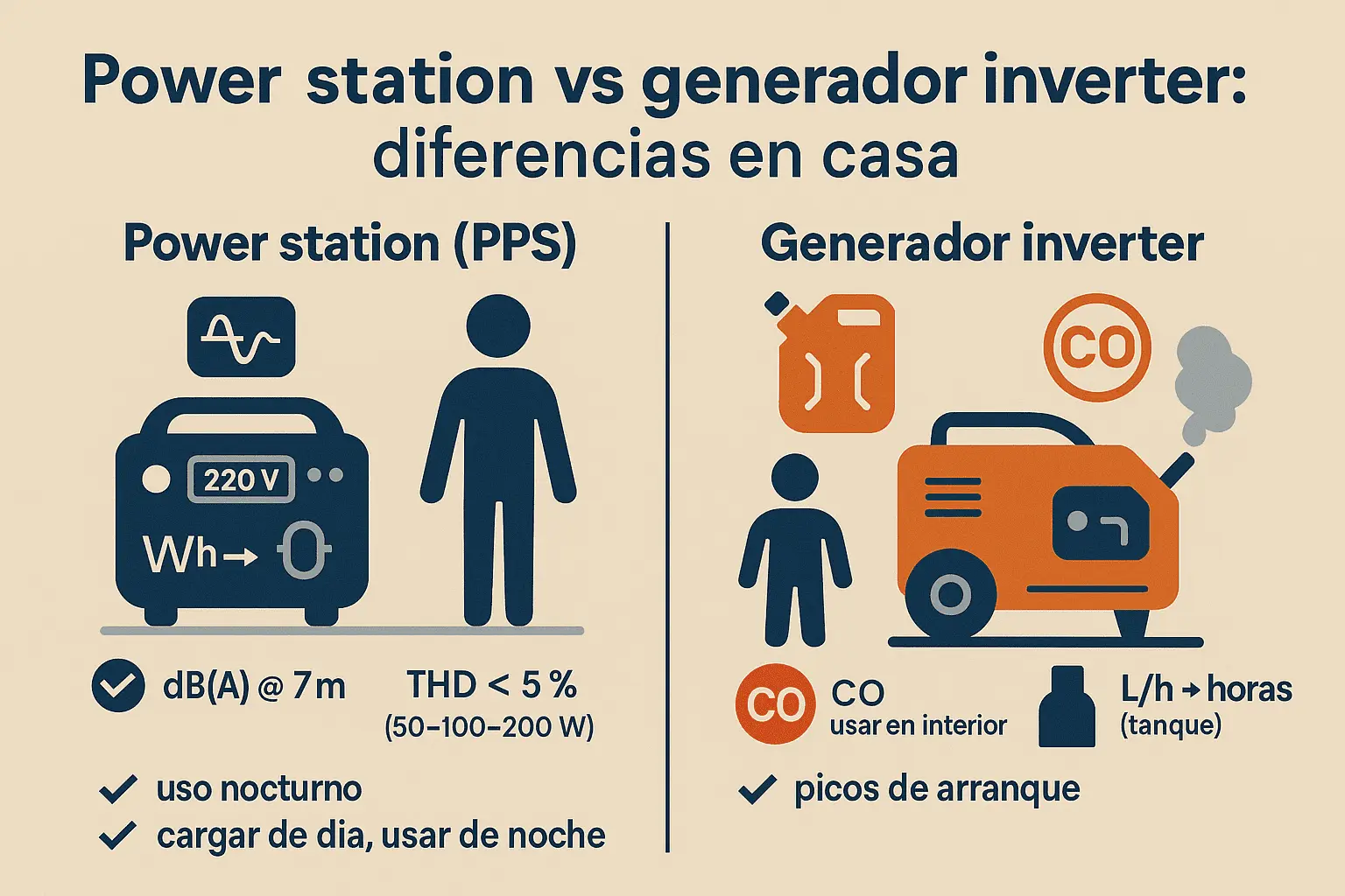 Power station vs generador inverter diferencias en casa