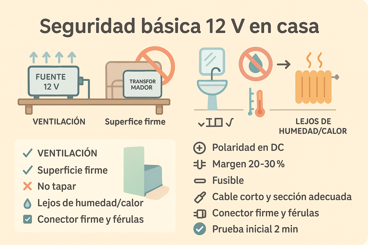 Seguridad eléctrica básica de uso y ubicación (sin enredos)