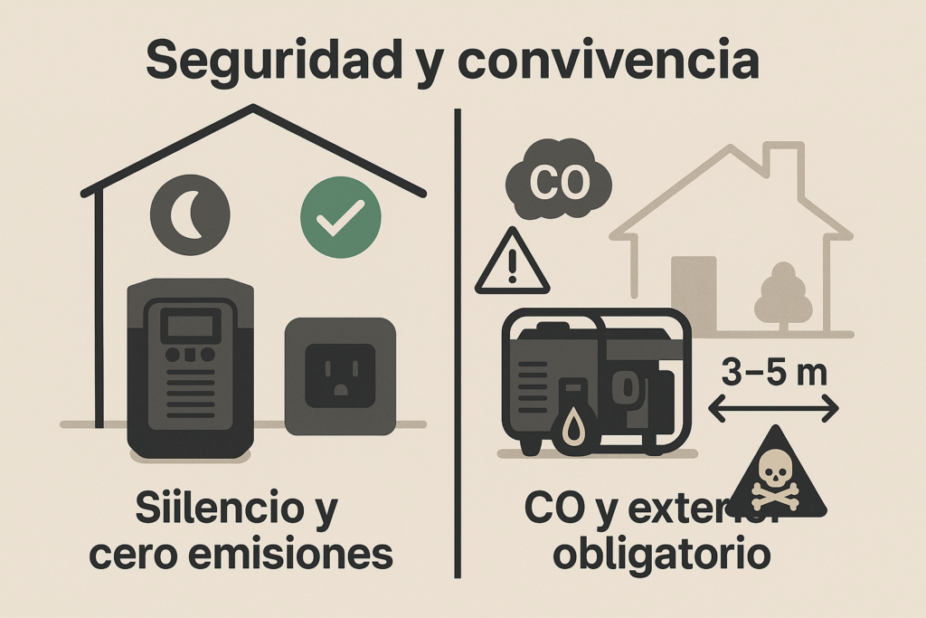 Seguridad y convivencia silencio y cero emisiones vs CO y exterior obligatorio