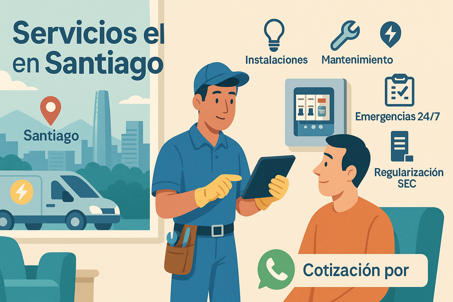 Servicios eléctricos en Santiago diagnóstico a domicilio, instalaciones, mantenimiento y emergencias 247