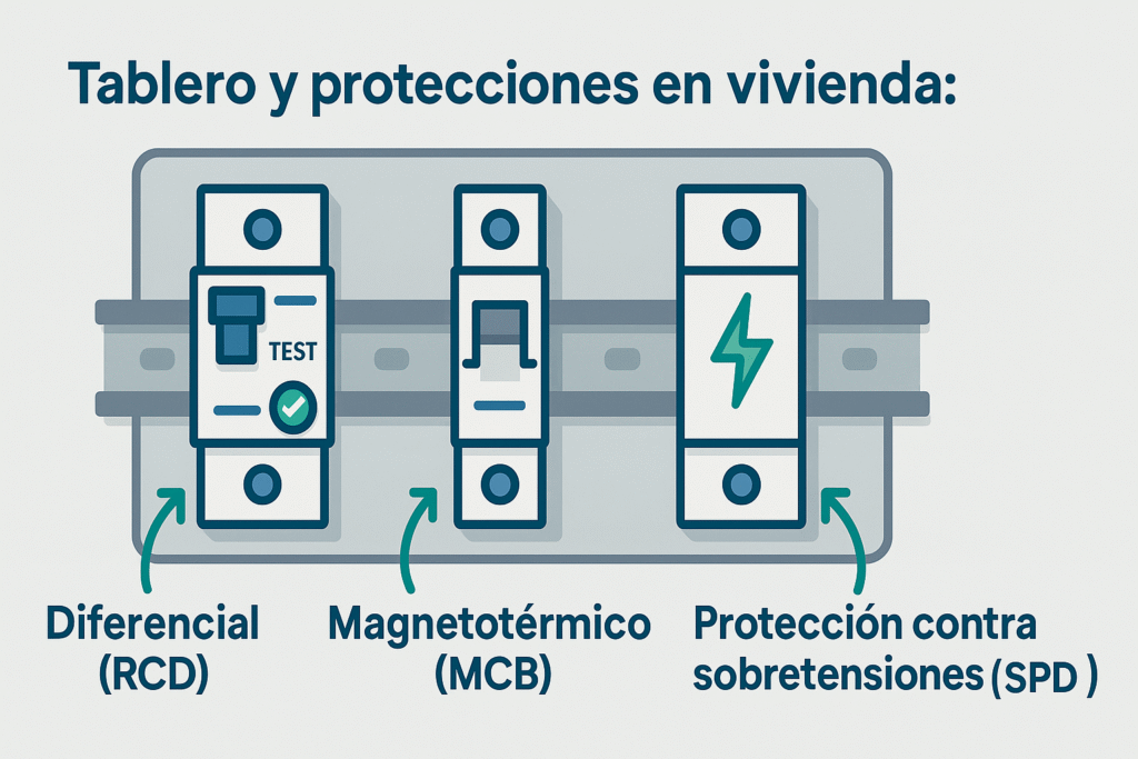 Tablero y protecciones en vivienda: diferencial, magnetotérmico y sobretensiones “en simple”