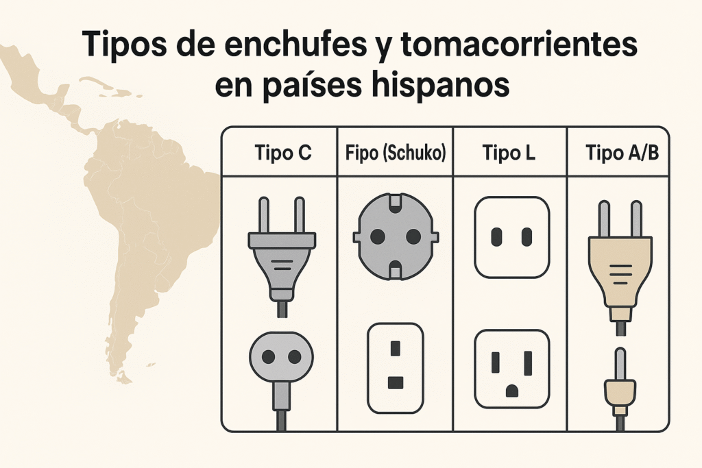 Tipos de enchufes y tomacorrientes en países hispanos guía rápida