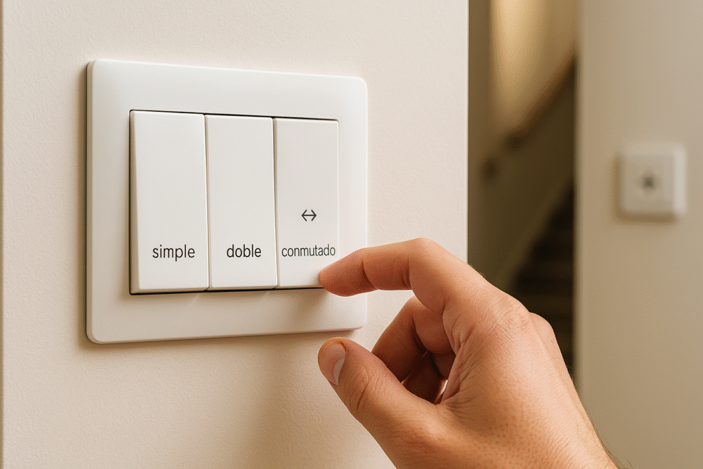 Tipos de interruptor de luz simple, doble, conmutado y cruzamiento
