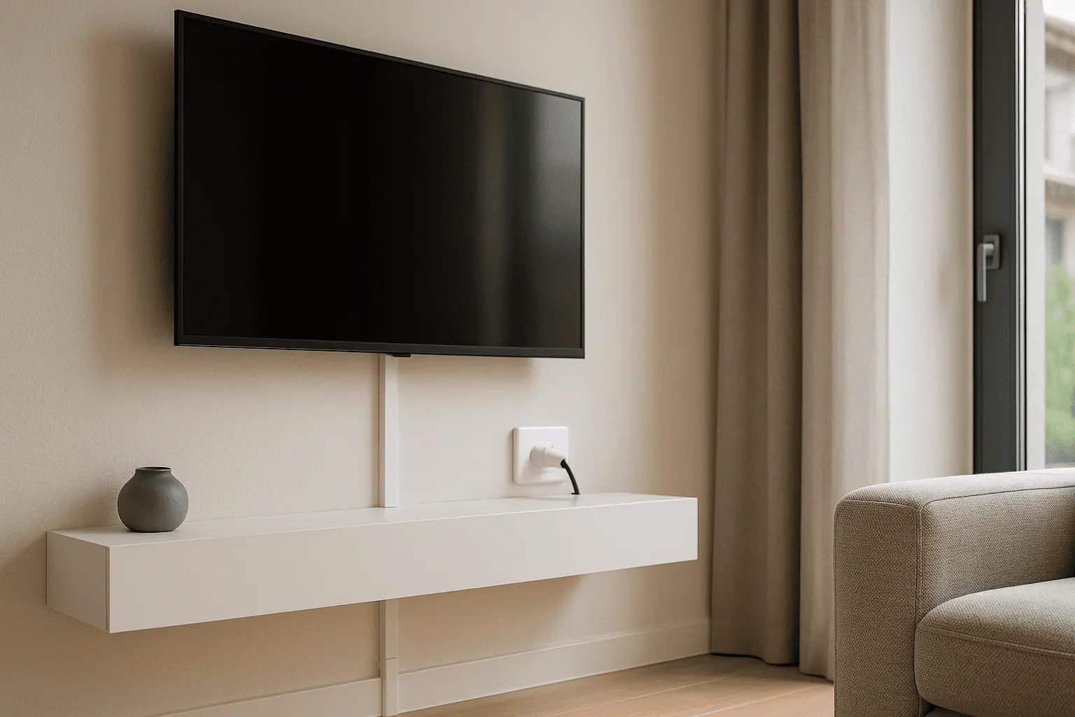 Tomacorrientes de bajo perfil y clavijas anguladas soluciones para TV y muebles