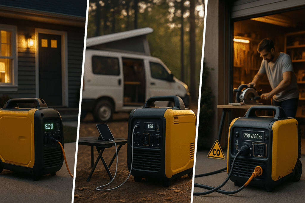 Tres usos reales de un generador inverter: hogar, camping y taller
