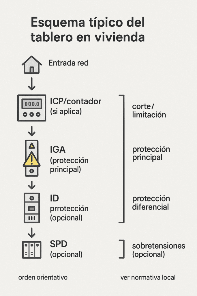 Ubicación y orden en el tablero eléctrico