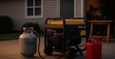 Generador dual fuel con propano y gasolina en entrada
