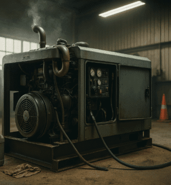 Generador diésel industrial en operación dentro de taller