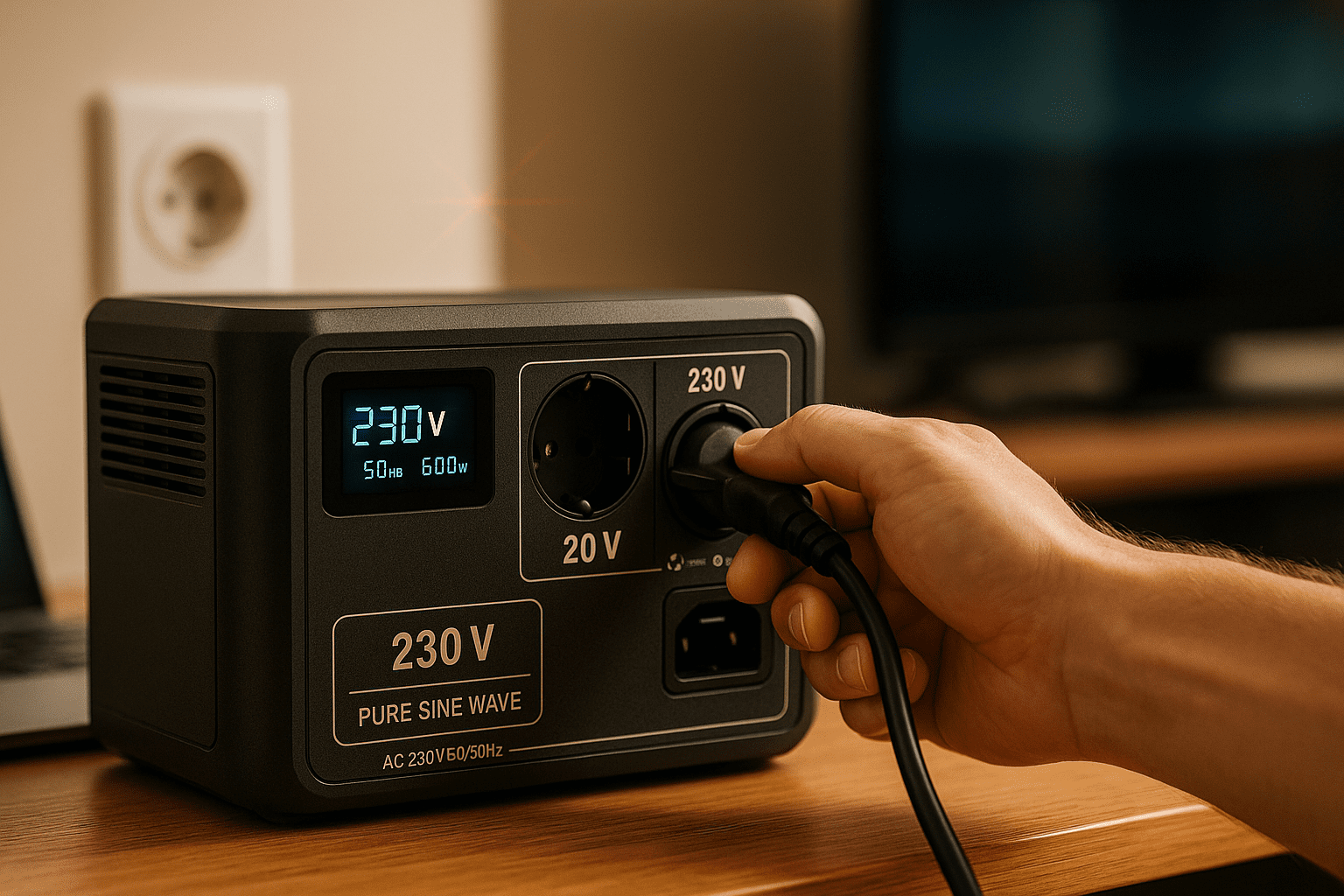 Power station 230 V con salida Schuko y onda senoidal pura