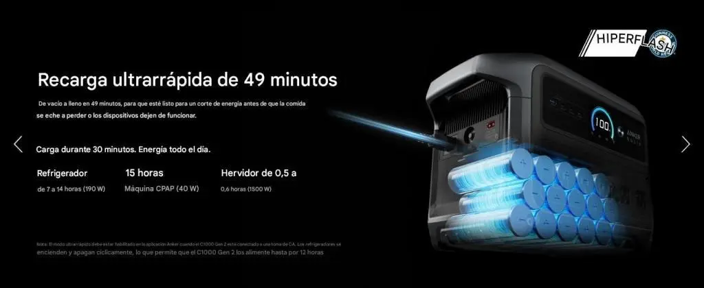 Química y capacidad: batería LiFePO4 con 1.024 Wh de energía útil.