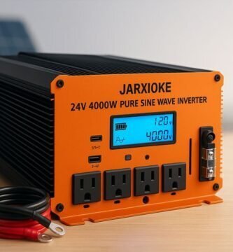 Inversor JARXIOKE 24 V a 110/120 V de 4000 W con carcasa de aluminio, pantalla LCD, mando remoto, 4 tomas AC y puerto USB-C.