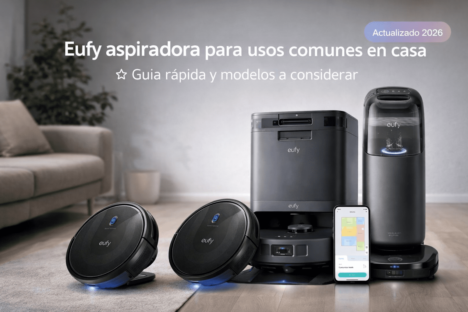 “Eufy 11S Max (básico y silencioso), X10 Pro Omni (aspira+trapea con estación todo-en-uno) y S1 Pro (HydroJet para fregado avanzado).”