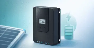 Controlador de carga solar MPPT para kit pequeño, con pantalla LCD y panel solar de fondo