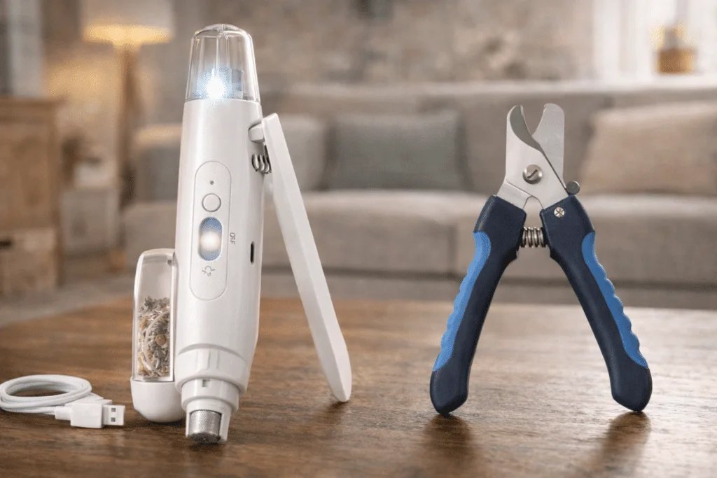 Comparación entre cortaúñas 2 en 1 para mascotas con luz LED y cortaúñas común manual