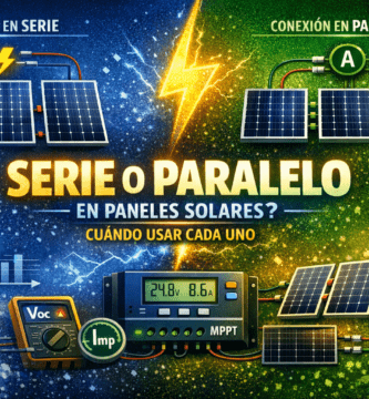 Imagen destacada sobre conexión de paneles solares en serie o en paralelo con controlador MPPT y esquema comparativo