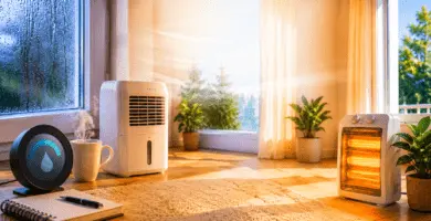 Deshumidificador y calefactor en living: control de humedad para más confort en invierno Ventilación y deshumidificación en casa: ambiente seco y cálido sin exceso de calefacción