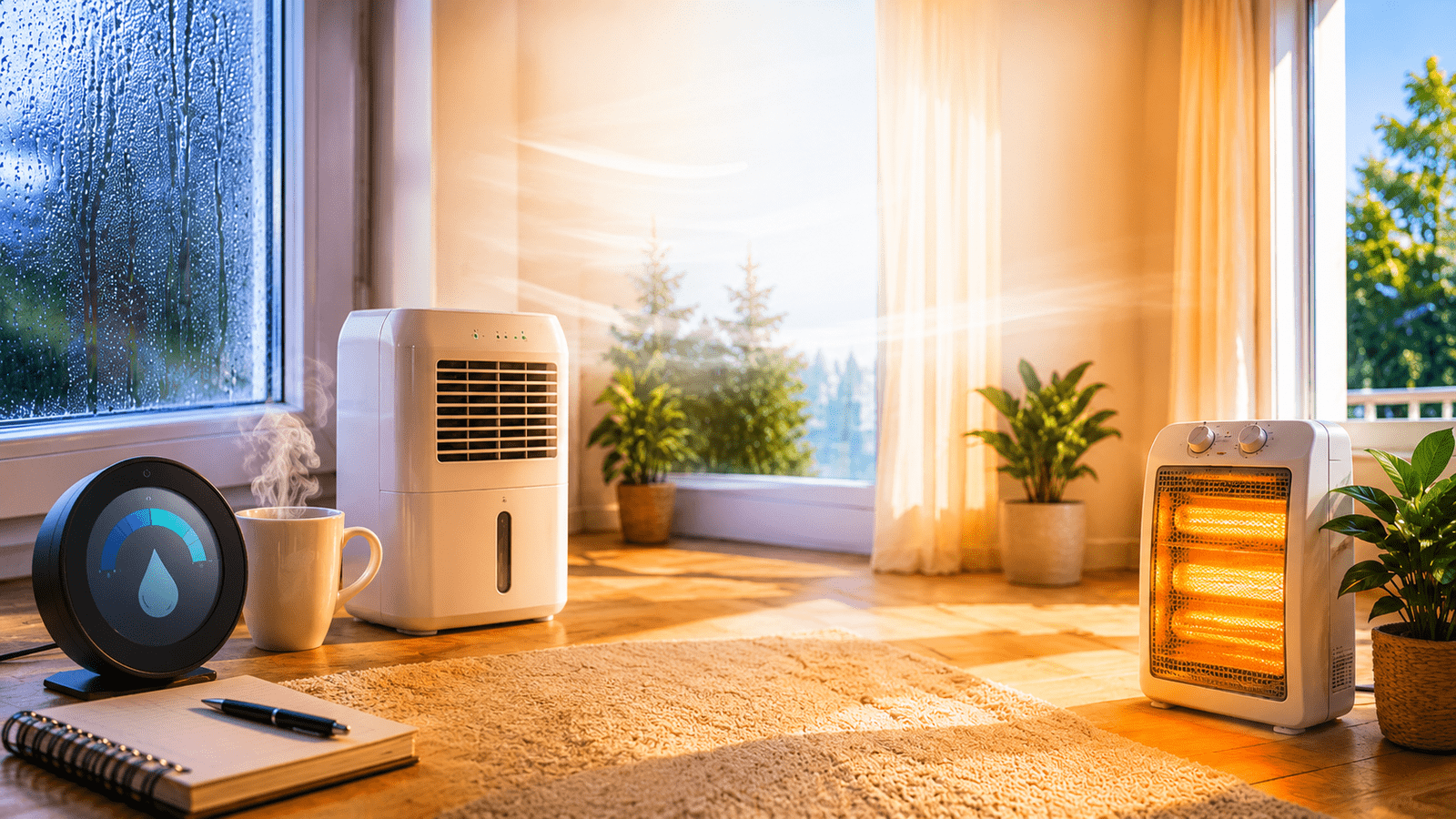 Deshumidificador y calefactor en living: control de humedad para más confort en invierno Ventilación y deshumidificación en casa: ambiente seco y cálido sin exceso de calefacción